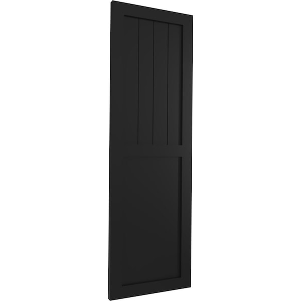 True Fit PVC Farmhouse/Flat Panel Combination Fixed Mount Shutters, Black, 12W X 38H